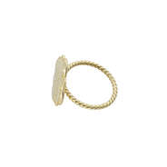 side view of gold monogrammed quatrefoil ring