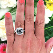 sterling silver monogrammed pave ring