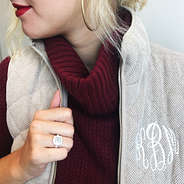 monogrammed sterling silver ring with burgundy sweater and vest
