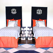 Navy Monogrammed Headboard Slipcover Dorm Room