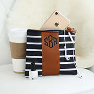 Black and White Monogrammed Zip Pouch