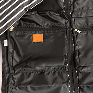 inside the Monogrammed Garment Bag in black and white stripes