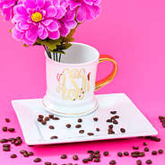 Monogrammed Coffee Mug with flowers