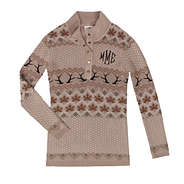 Monogrammed Knit Sweater in tan antlers