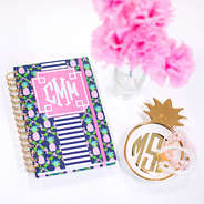 pink and navy monogrammed pineapple notebook