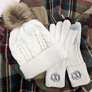 Matching gloves and hat set for cold weather