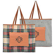 personalized reversible overnight tote bag showing both sides