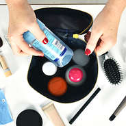 Full Size Bottles fit inside our Monogrammed Seersucker Ditty Bag