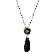 Monogrammed Tassel Pendant Necklace with Gold Mirror Octagonal Font