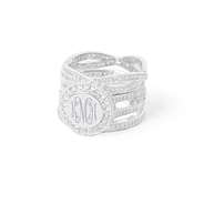 monogrammed pave rhinestone ring stack on white background