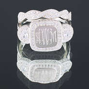 Attractive Monogrammed Cushion Ring with two bands