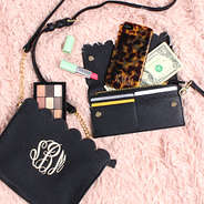 Monogrammed Scallop Wallet with Purse