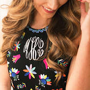 monogrammed maxi dress with embroidered flowers