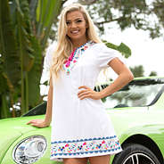 Model Wearing Mexicali Dress with Green Convertible