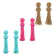 Tassel Earrings in Gold, Pink, and Turquoise