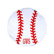Red and white baseball print plush blanket