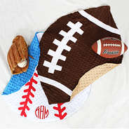 Monogrammed baseball plush sport blanket for baby boy