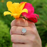 Monogrammed Silver Ring With Flowers