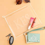 monogrammed acrylic tray on tan paper