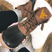 West Virginia duck boots selfie - brown