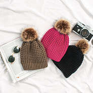 trio chunky knit beanie flatlay