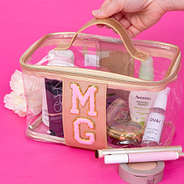 small chenille letters on clear bag - pink