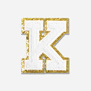 DIY Patch Chenille Large Letter in White K