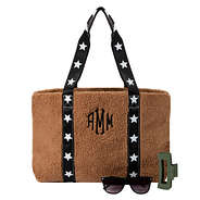 Monogrammed Sherpa Tote Bag in Hickory