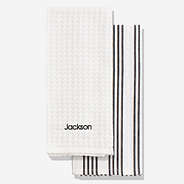 dish towel set in black with embroidered name