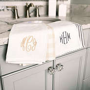 Monogrammed Hand towel set on sink