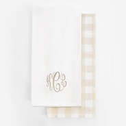monogrammed hand towel set in khaki