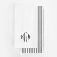 monogrammed hand towel set in grey