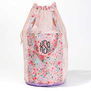 monogrammed packable dirty clothes bag in coral floral