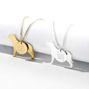 monogrammed dog charm necklace in gold and silver