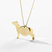 monogrammed dog charm necklace in gold