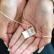 Monogrammed Keepsake Locket open in hands