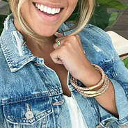 rose gold bangle set with denim jacket