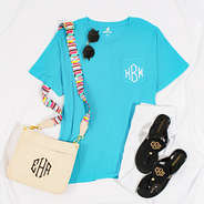 aqua jersey t-shirt flatlay