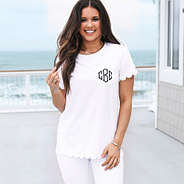 Monogrammed Scalloped Top in White