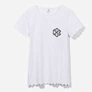 Monogrammed Scalloped Top in White
