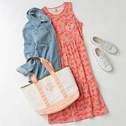 rosewood valley midi dress with bag and denim jacket
