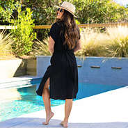 back of monogrammed breezy cover up showing side slit