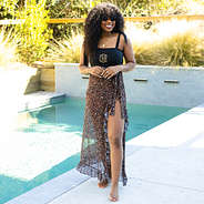 cheetah luxurious sarong at pool
