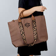 monogrammed ranch tote on girl's arm