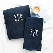 navy hand towel with bath towel