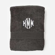 Monogrammed Bath Towel in Charcoal