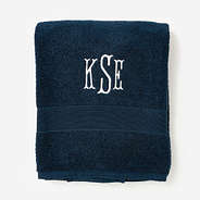 Monogrammed Bath Towel in Navy