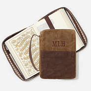 Personalized Waxed Canvas Bible Carrier in Brown