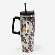 Monogrammed Travel Tumbler in cowhide 30oz
