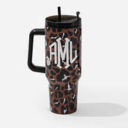 monogrammed travel tumbler in cheetah 40oz updated